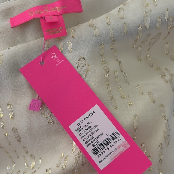 NWT Lilly Pulitzer Idina Tunic Coconut White Gold Large - Picture 3 of 7